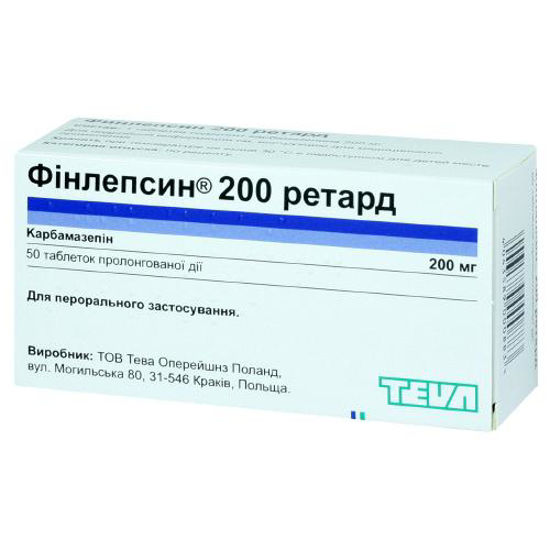 Фінлепсин 200 ретард таблетки 200 мг №50